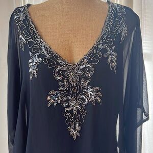 Navy beaded mini dress